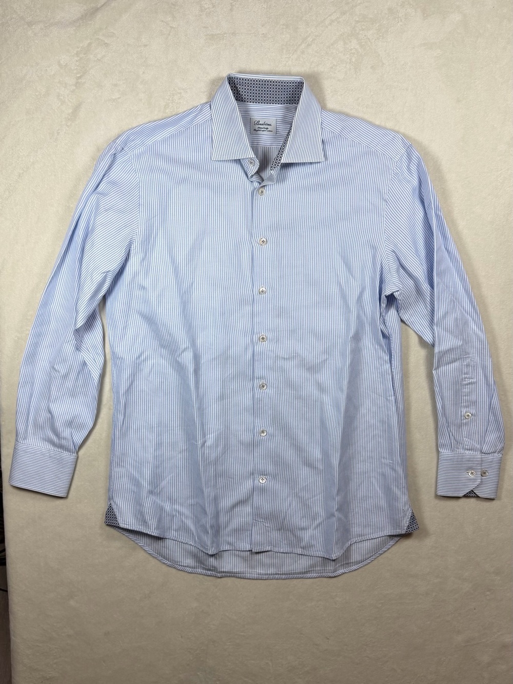 Stenstroms 16” 41 Made in Italy Light Blue Pinstripe Dress Shirt Spread Collar
